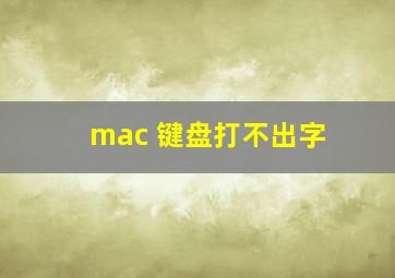 mac 键盘打不出字